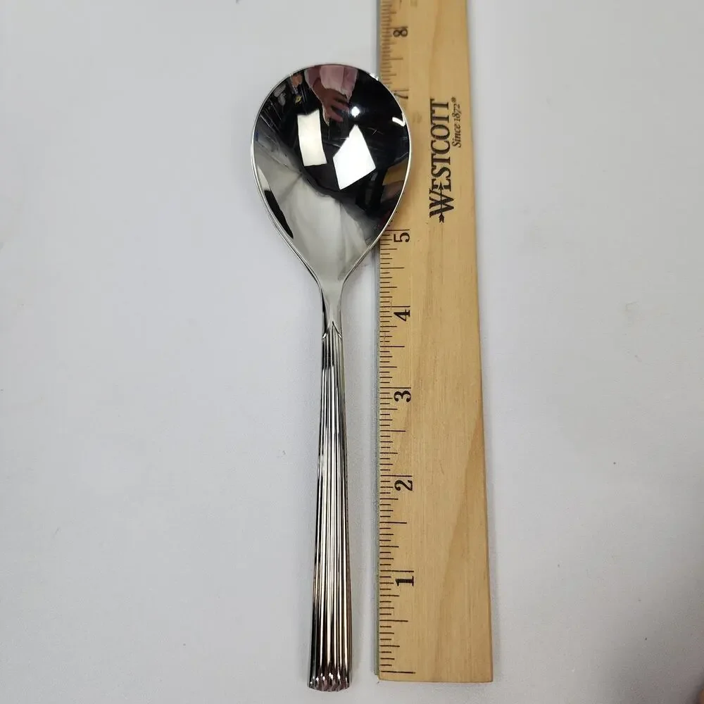 Lenox Stainless Flatware 18/10 Kennedy Serving Set 7pc Grooved Handle Glossy